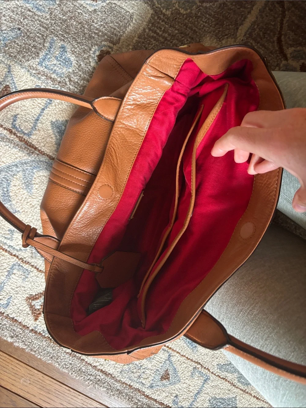 Ralph Lauren Leather Tote Bag in Cognac Brown - Classic Women's Handbag